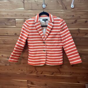 Ann Taylor Orange and White Striped Blazer